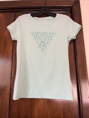 Guess Light Mint Cutout Logo Short Sleeve Tee